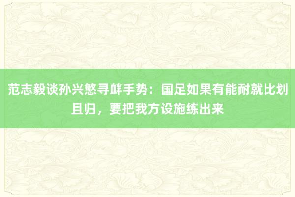 范志毅谈孙兴慜寻衅手势：国足如果有能耐就比划且归，要把我方设施练出来