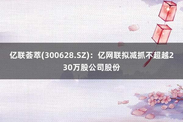 亿联荟萃(300628.SZ)：亿网联拟减抓不超越230万股公司股份