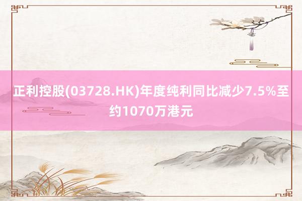 正利控股(03728.HK)年度纯利同比减少7.5%至约1070万港元