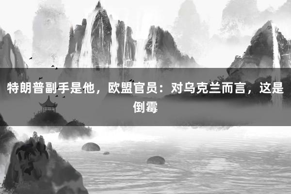 特朗普副手是他，欧盟官员：对乌克兰而言，这是倒霉