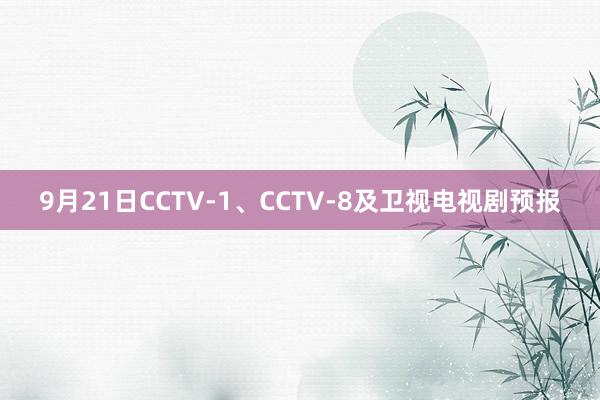 9月21日CCTV-1、CCTV-8及卫视电视剧预报