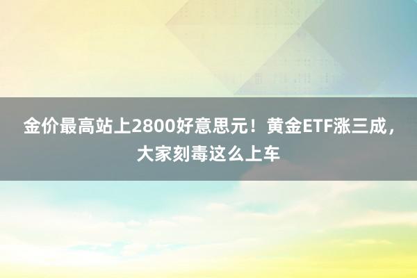 金价最高站上2800好意思元！黄金ETF涨三成，大家刻毒这么上车